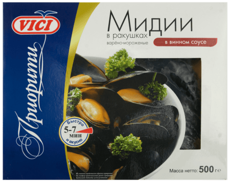 Мідії у мушлях в/м у винному соусі 500 г