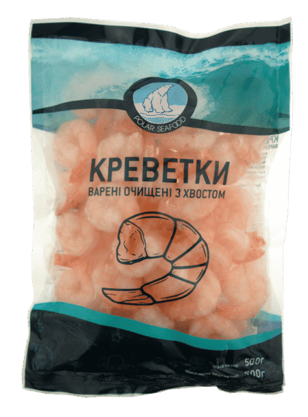 Креветка Vannamei в-м чищена з хвостом 31/40 Полар 0,5кг