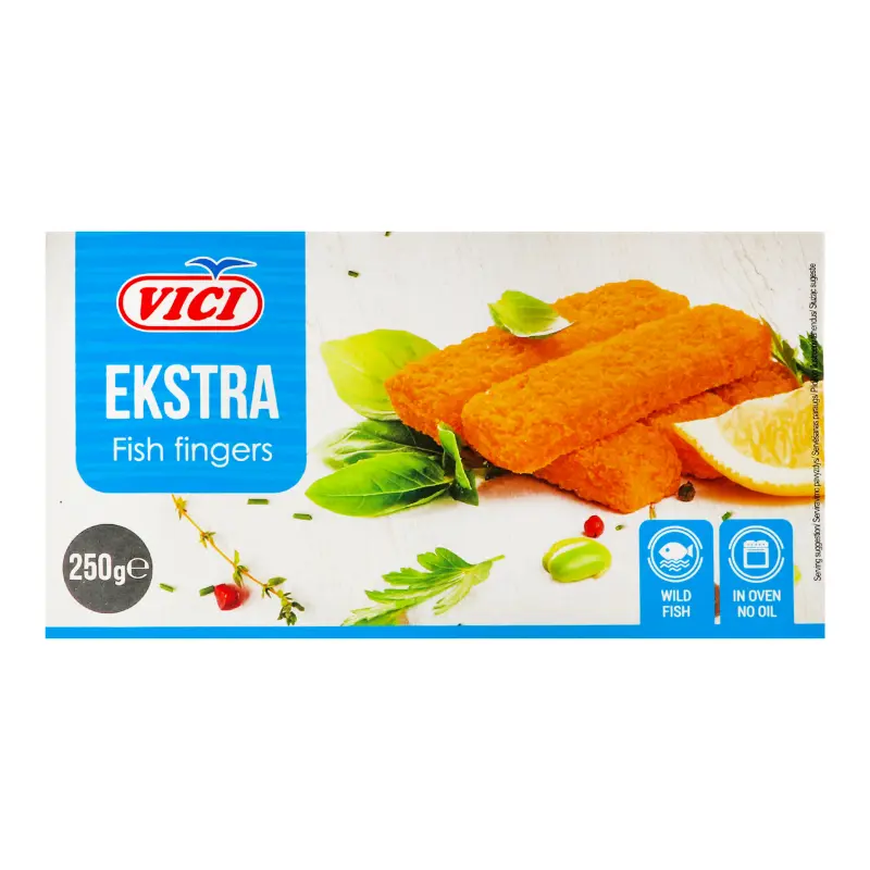 Рибні палички з філе-шматочків в паніровці VICI EKSTRA, 250г