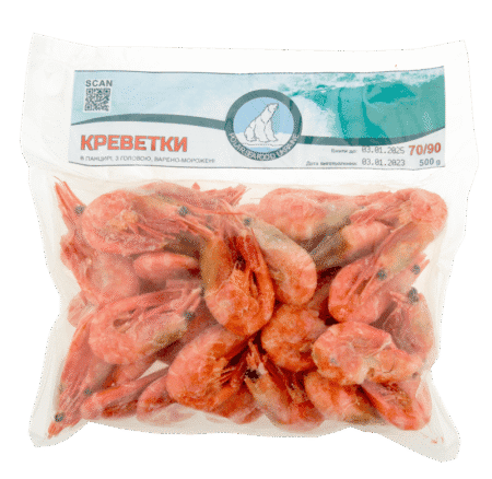 Креветка в панцирі, з/г, в/м, 70/90, 500г