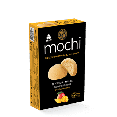 Морозиво Mochi "Пломбір-манго", мультипак, Рудь, 240г