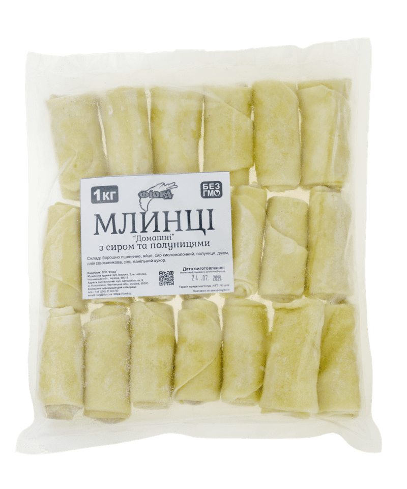 Млинці "Домашні" з сиром та полуницею, ТМ "Фіорд", 1кг