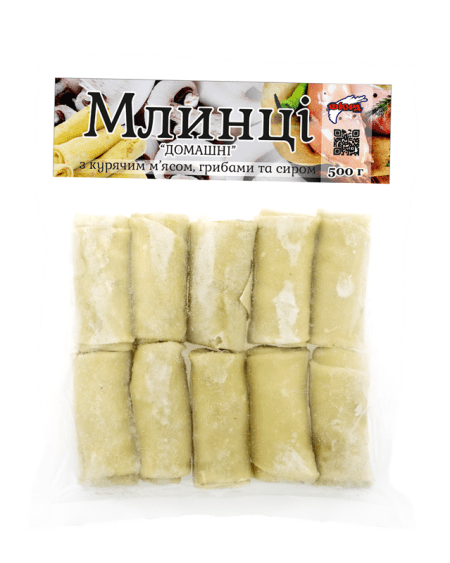 Млинці "Домашні" з курячим м'ясом, грибами та сиром, ТМ "Фіорд", 0,5кг