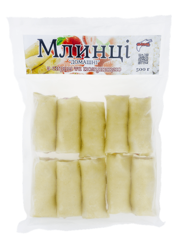Млинці "Домашні" з сиром та полуницею, ТМ "Фіорд", 0,5кг