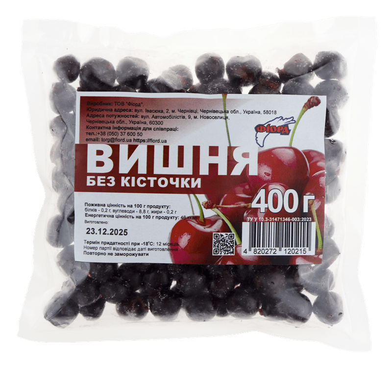 Вишня б/к, ТМ "Фіорд", 0,4кг