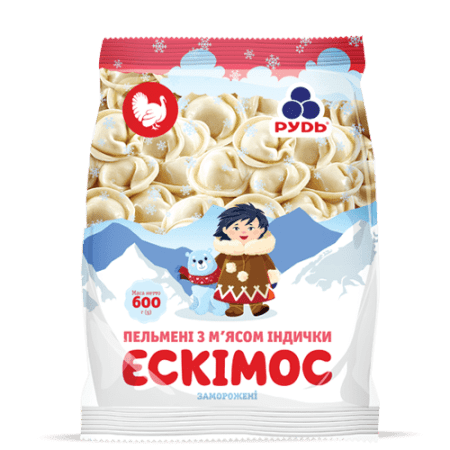 Пельмені Ескімос з м'ясом індички, Хуторок, 600г