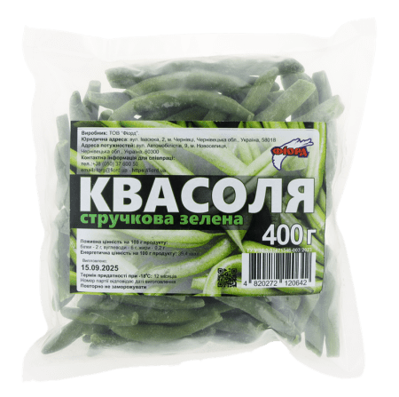 Квасоля стручкова зелена, ціла, п/е п., ТМ "Фіорд", 0,4кг