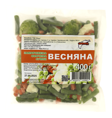 Заморожена овочева суміш "Весняна", ТМ "Фіорд", 0,4кг
