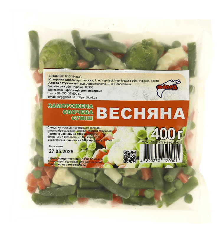 Заморожена овочева суміш "Весняна", ТМ "Фіорд", 0,4кг