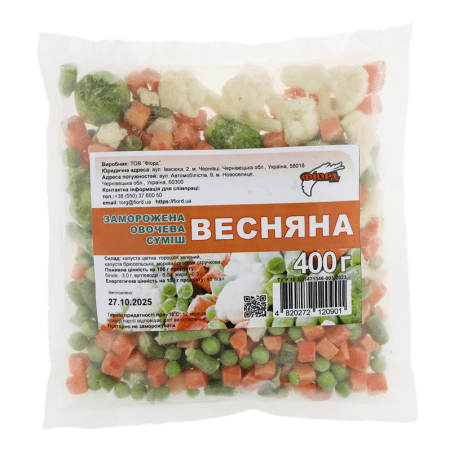 Заморожена овочева суміш "Весняна", ТМ "Фіорд", 0,4кг