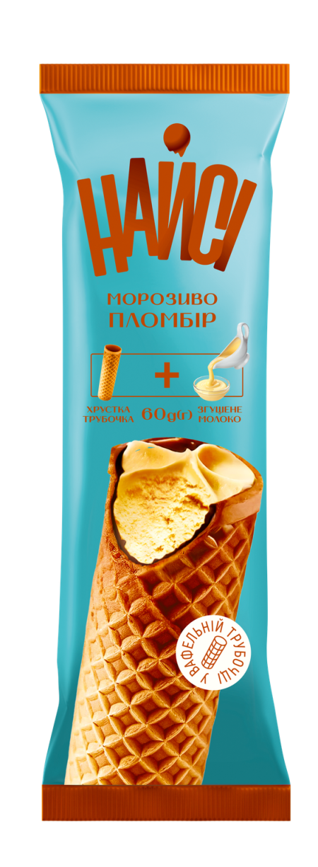 Пломбір зі згущеним молоком у вафельній трубочці 2025, НАЙСІ, 60г
