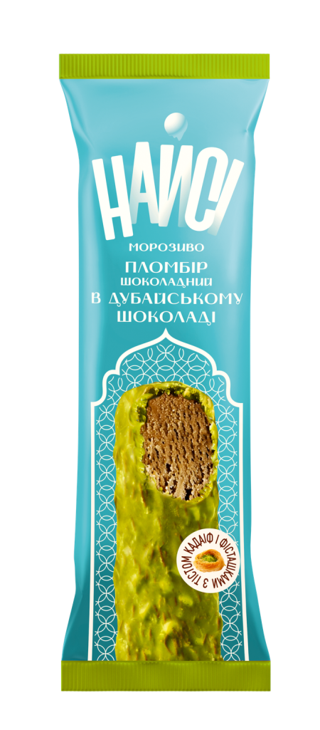 Морозиво Ескімо Пломбір шоколадний "Дубайський шоколад", НАЙСІ, 70г