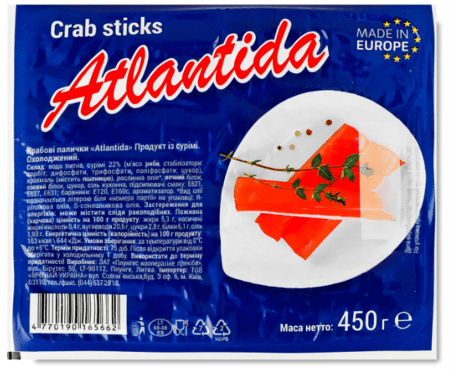 Крабові палички охолоджені "Atlantida", 450г