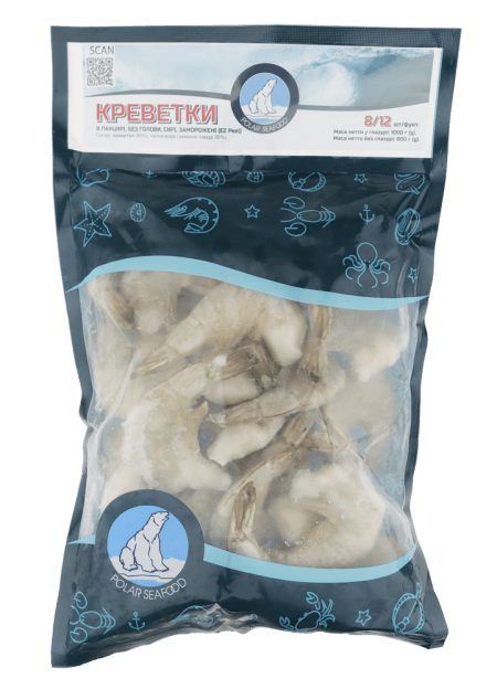 Креветки сирі, б/г, в панц. Easy Peel  8/12, Polar Seafood, 1кг