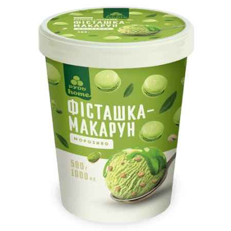 Морозиво Фісташка - макарун, відро папір, Рудь, 300г
