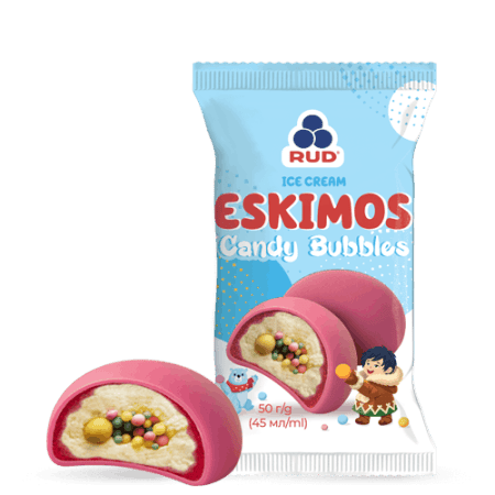 Морозиво Пломбір "ESKIMOS CANDY BUBBLES", Рудь, 50г